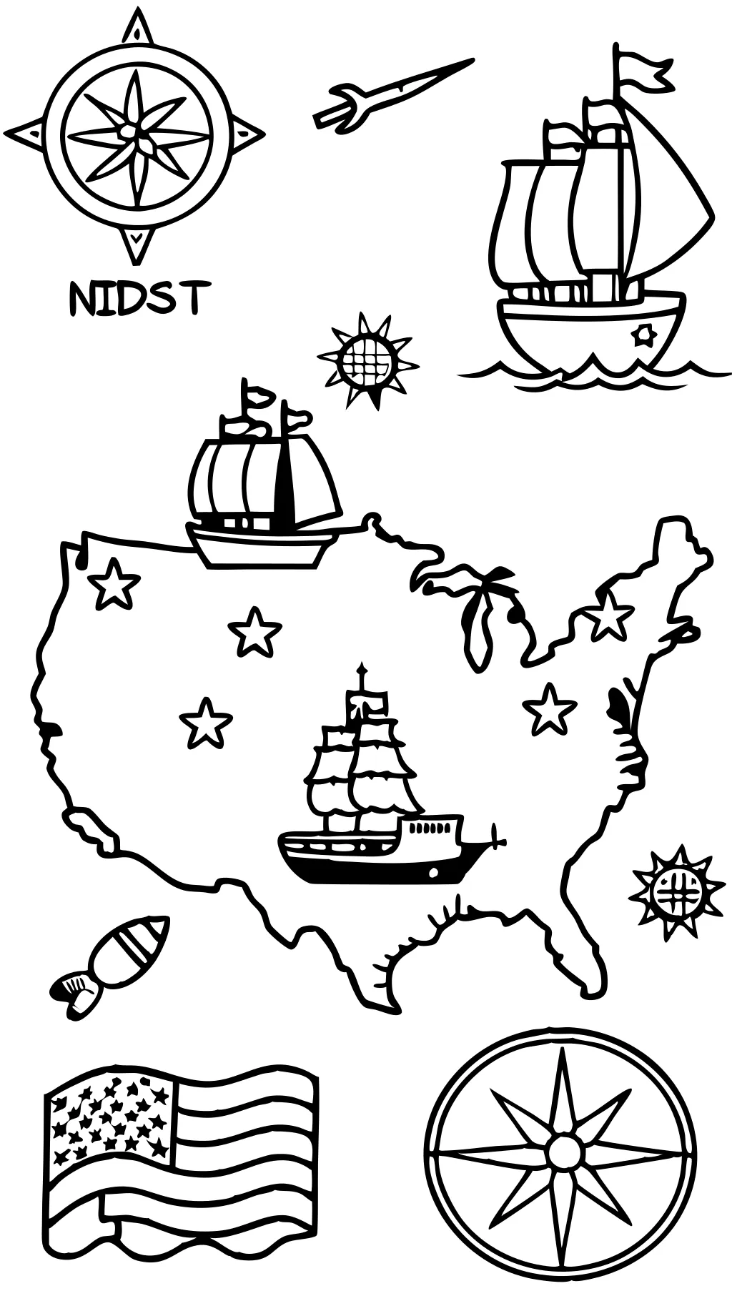 13 colonies coloring page